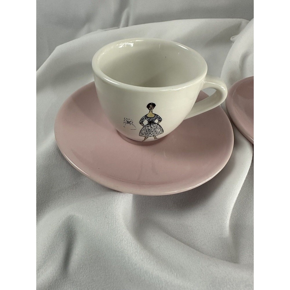 Ooh La La Espresso Cups And Saucers Set Of 4 ROSANNA French Style Retro Style - Picture 2 of 16